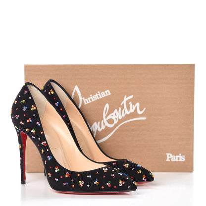 Christian Louboutin Veau Velour Follies Clair de Lune 100 Pumps 37 Black Multi 9 of 9