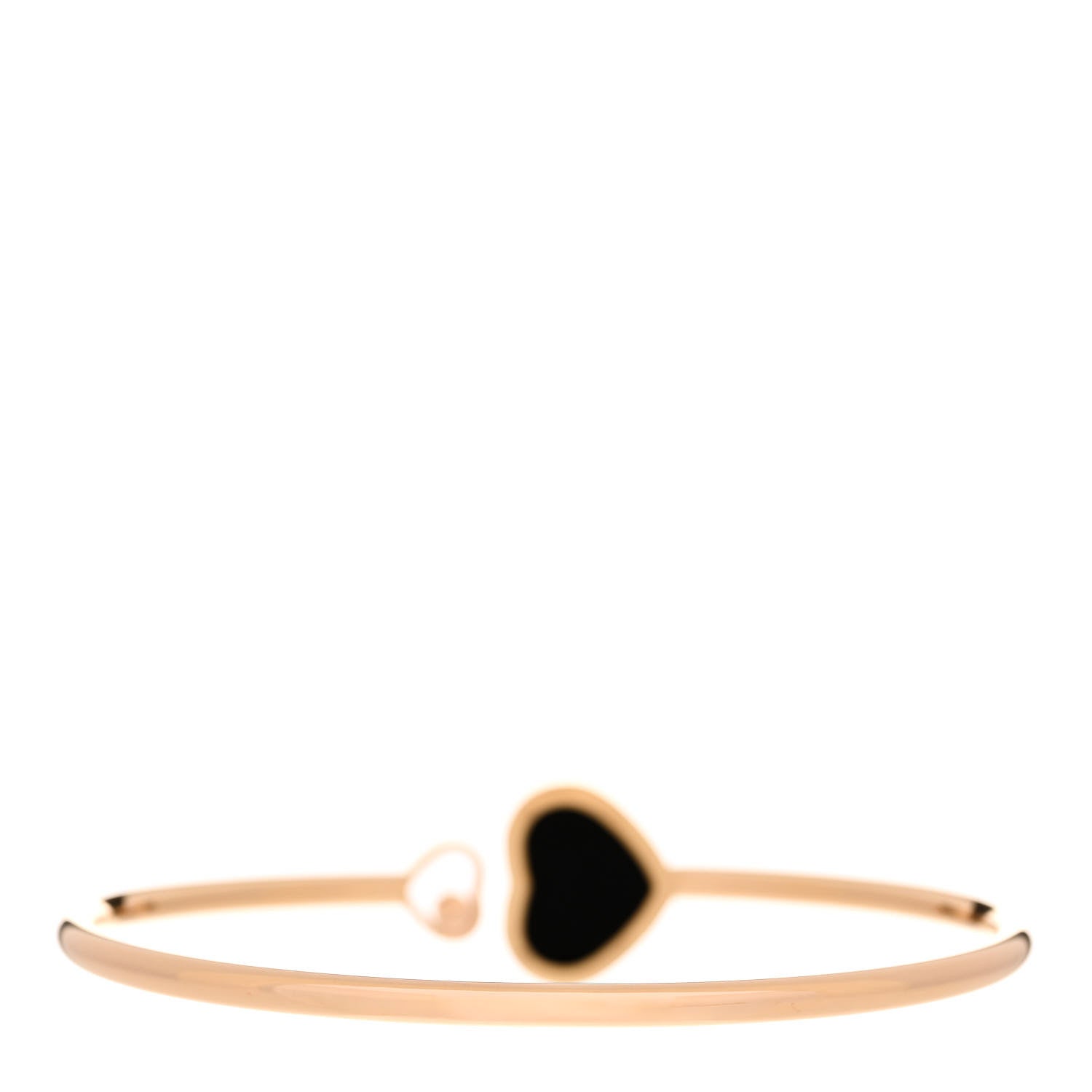Chopard 18K Rose Gold Diamond Black Onyx Happy Hearts Bangle Bracelet 2 of 6