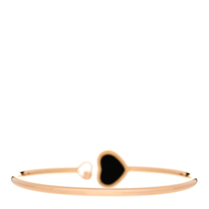 Chopard 18K Rose Gold Diamond Black Onyx Happy Hearts Bangle Bracelet 2 of 6