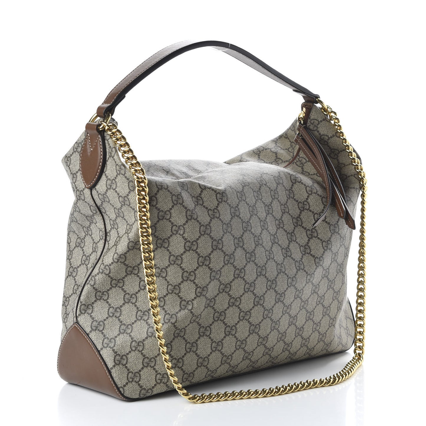 GG Supreme Monogram Large Linea A Hobo Light Brown