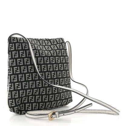 Fendi Zucchino Tube Messenger Bag Black White 3 of 10
