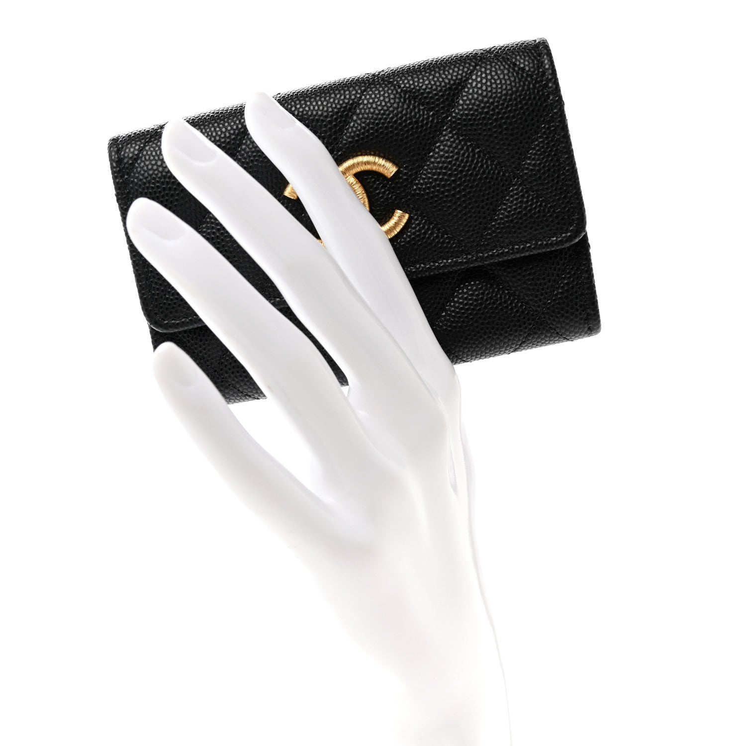 Chanel Caviar Quilted Textured CC Flap Card Holder Black 2 of 9