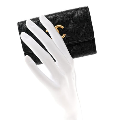 Chanel Caviar Quilted Textured CC Flap Card Holder Black 2 of 9