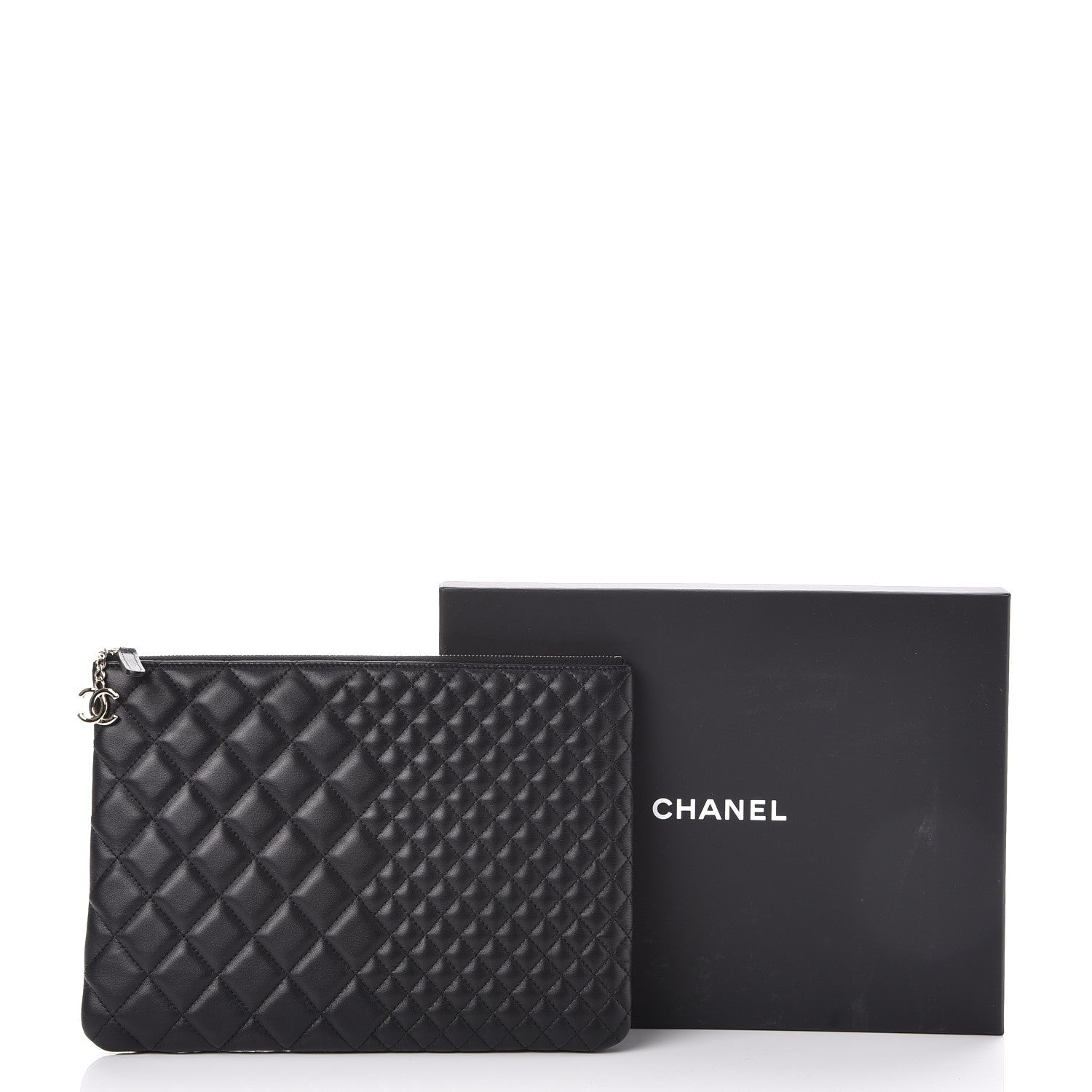 Chanel Lambskin Bi Quilted Medium Cosmetic Case Black 8 of 8