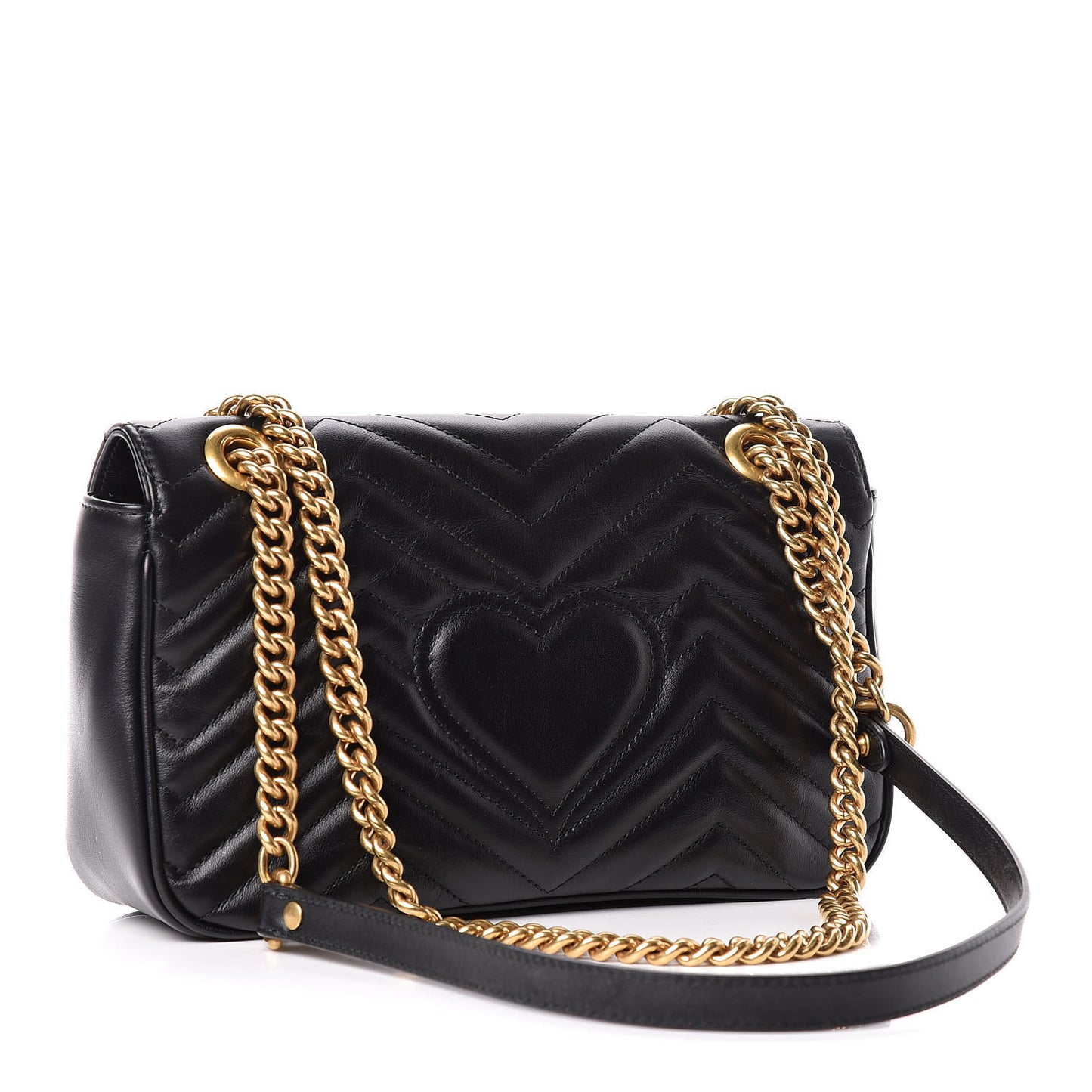 Calfskin Matelasse Small GG Marmont Shoulder Bag Black
