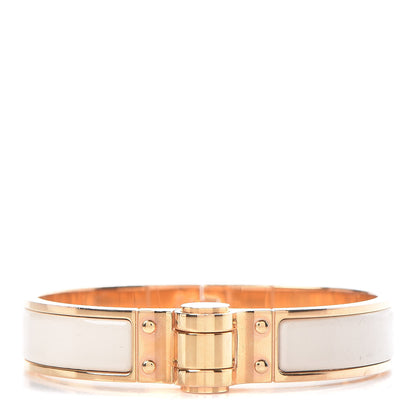 Hermes Enamel Charniere Uni Narrow Hinged Bracelet S Pannacotta 1 of 5