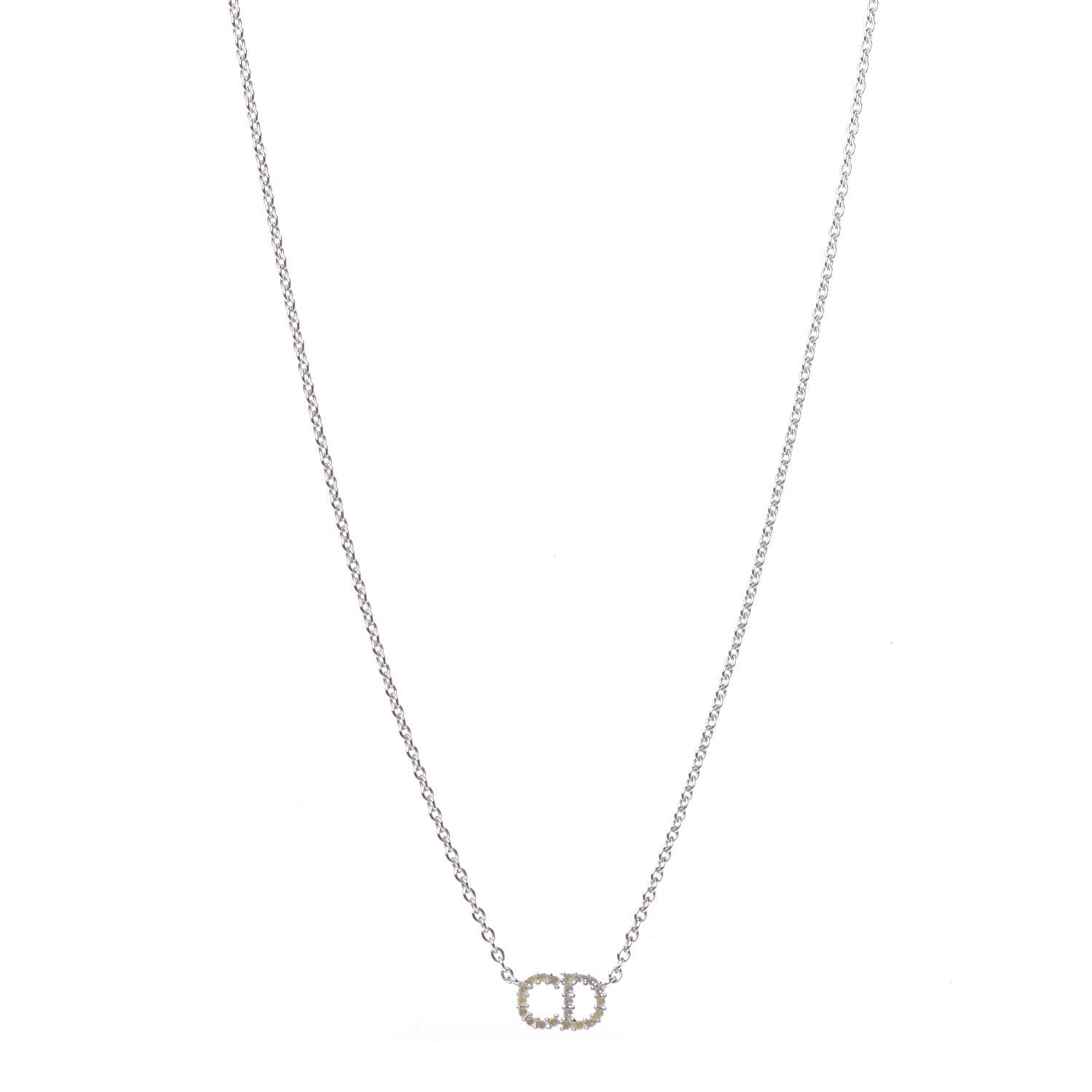 Christian Dior Metal Crystal Clair D Lune Necklace Silver 2 of 6