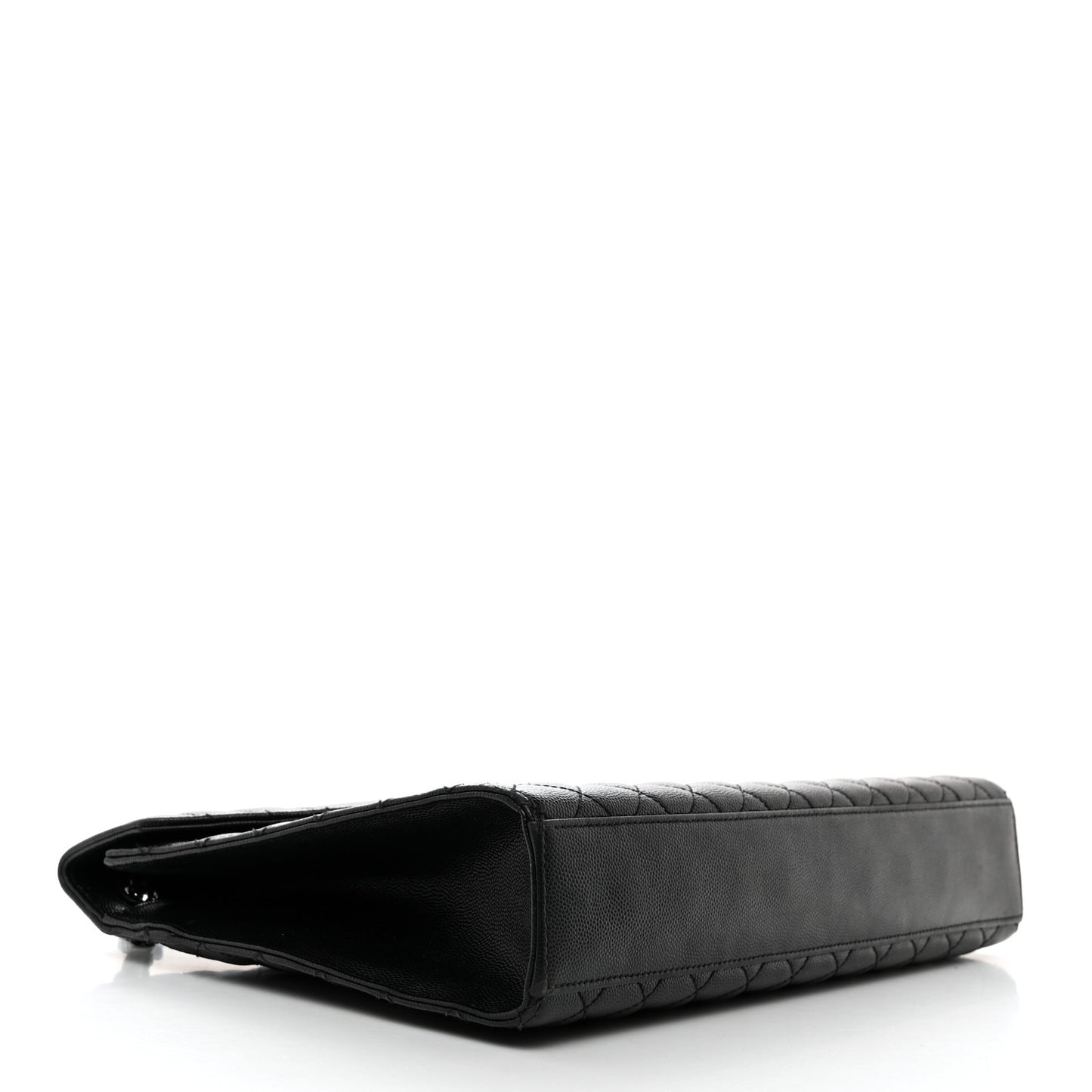 Grain De Poudre Textured Mixed Matelasse Large Triquilt Monogram Monochrome Satchel Black
