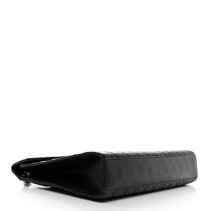 Saint Laurent Grain De Poudre Textured Mixed Matelasse Large Triquilt Monogram Monochrome Satchel Black 4 of 12