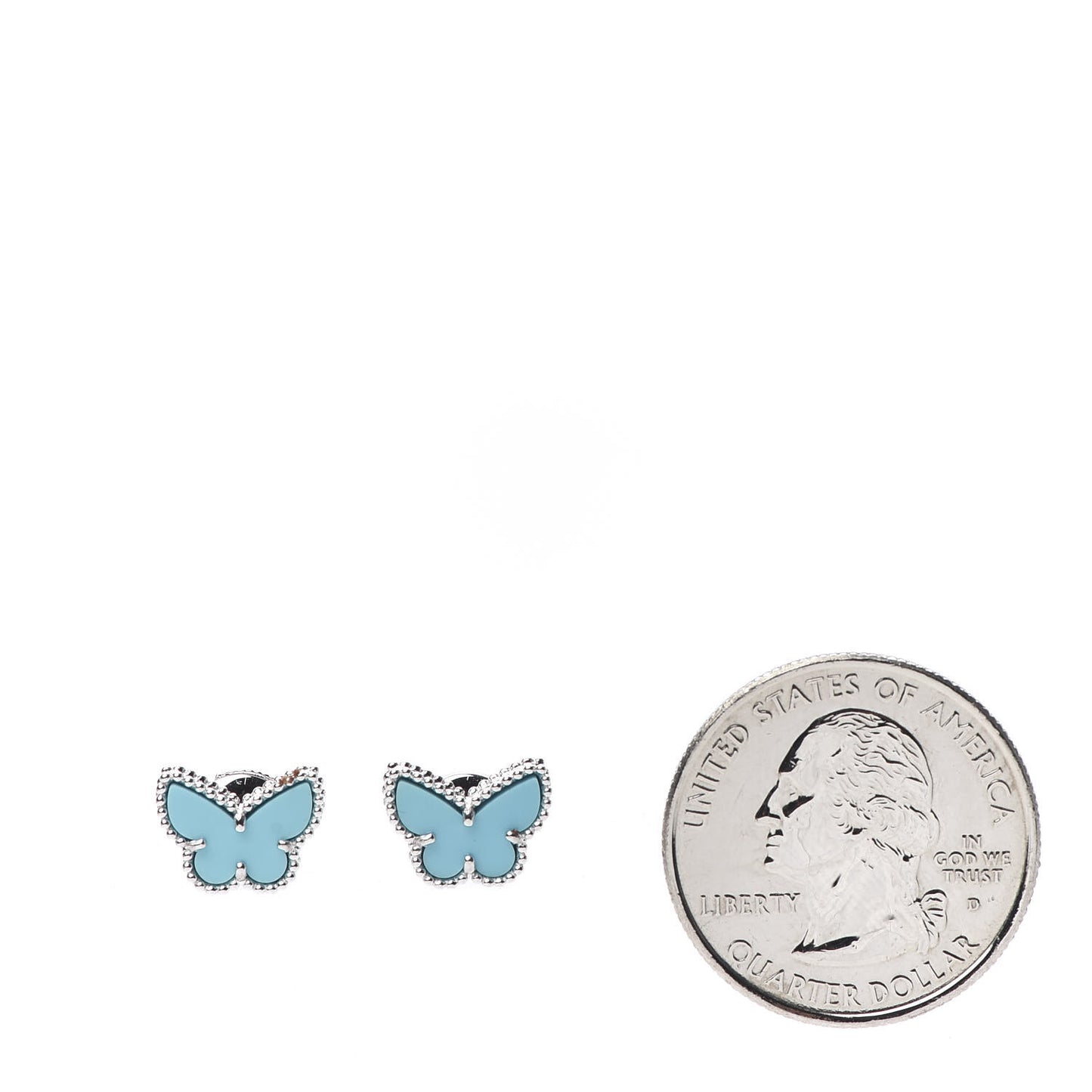 18K White Gold Turquoise Sweet Alhambra Butterfly Earrings
