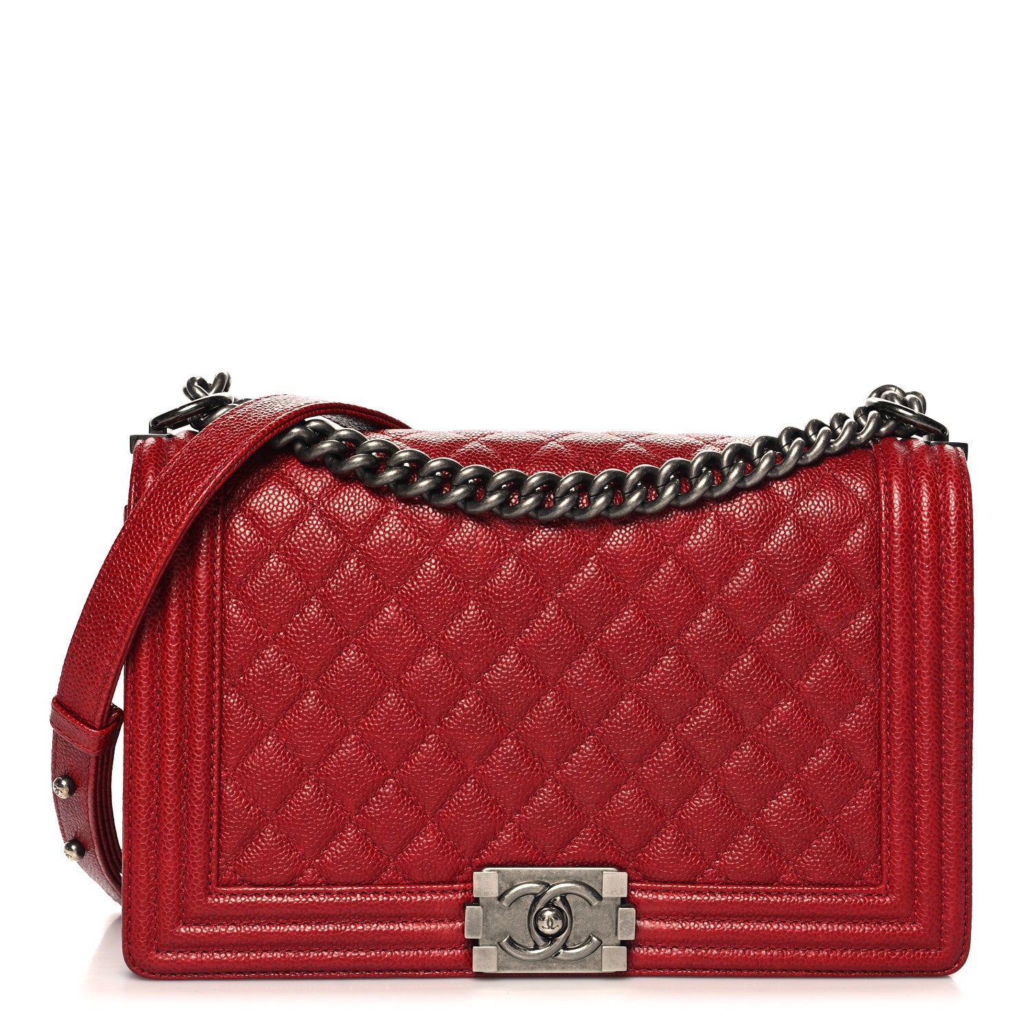 Chanel Caviar Quilted New Medium Boy Flap Dark Red 1 of 11