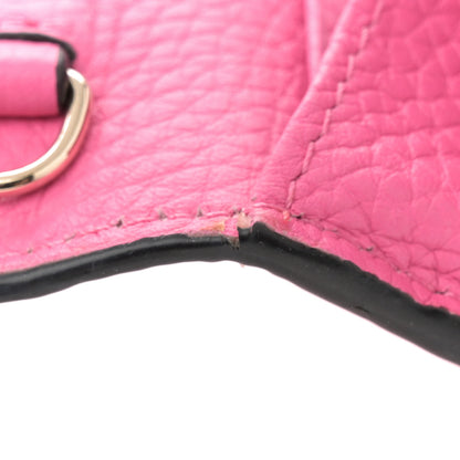 Valentino Garavani Pebbled Calfskin Rockstud Flip Lock Wallet On Chain Feminine Pink 10 of 11