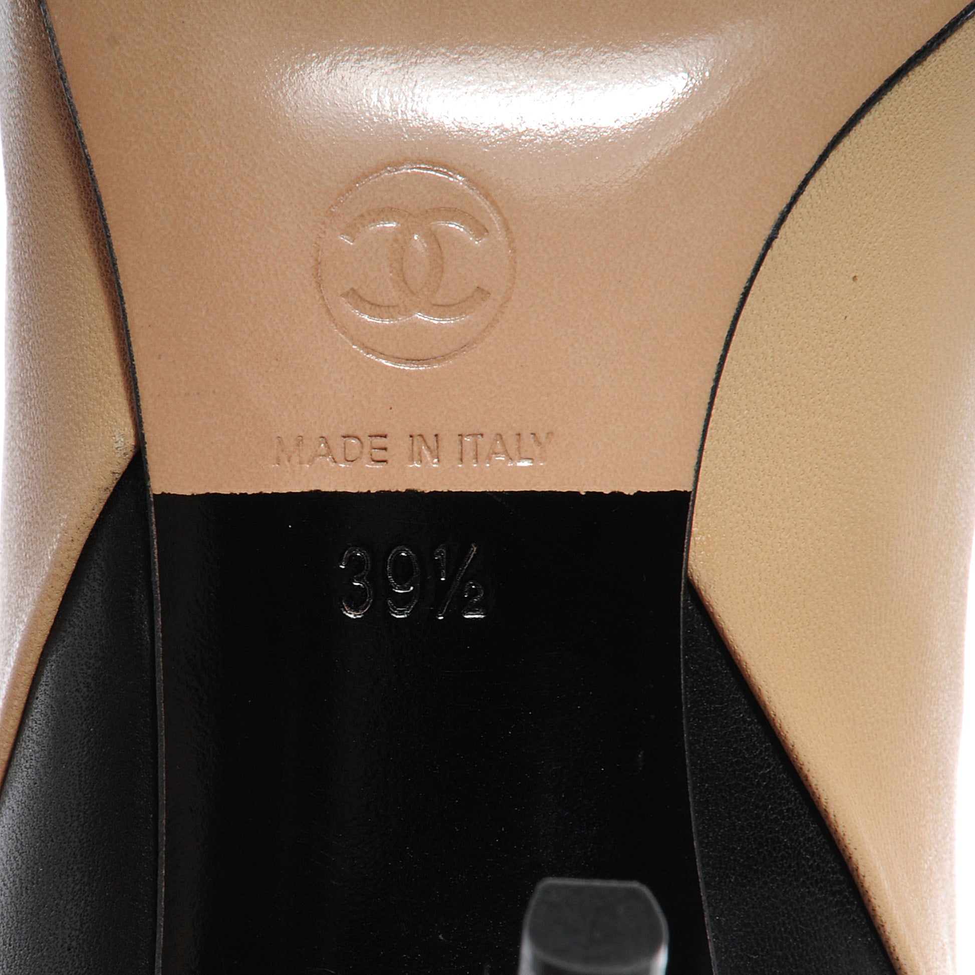 Chanel Leather Knee High Boots 9.5 Black Beige 6 of 7