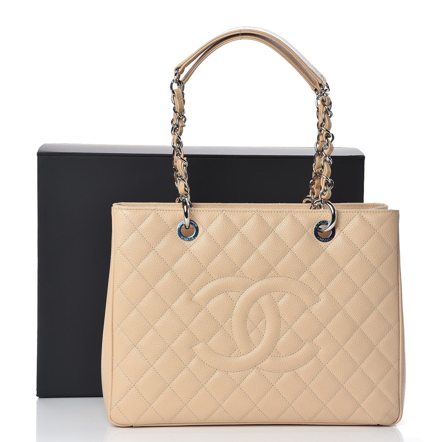 Caviar Quilted Grand Shopping Tote GST Beige Clair