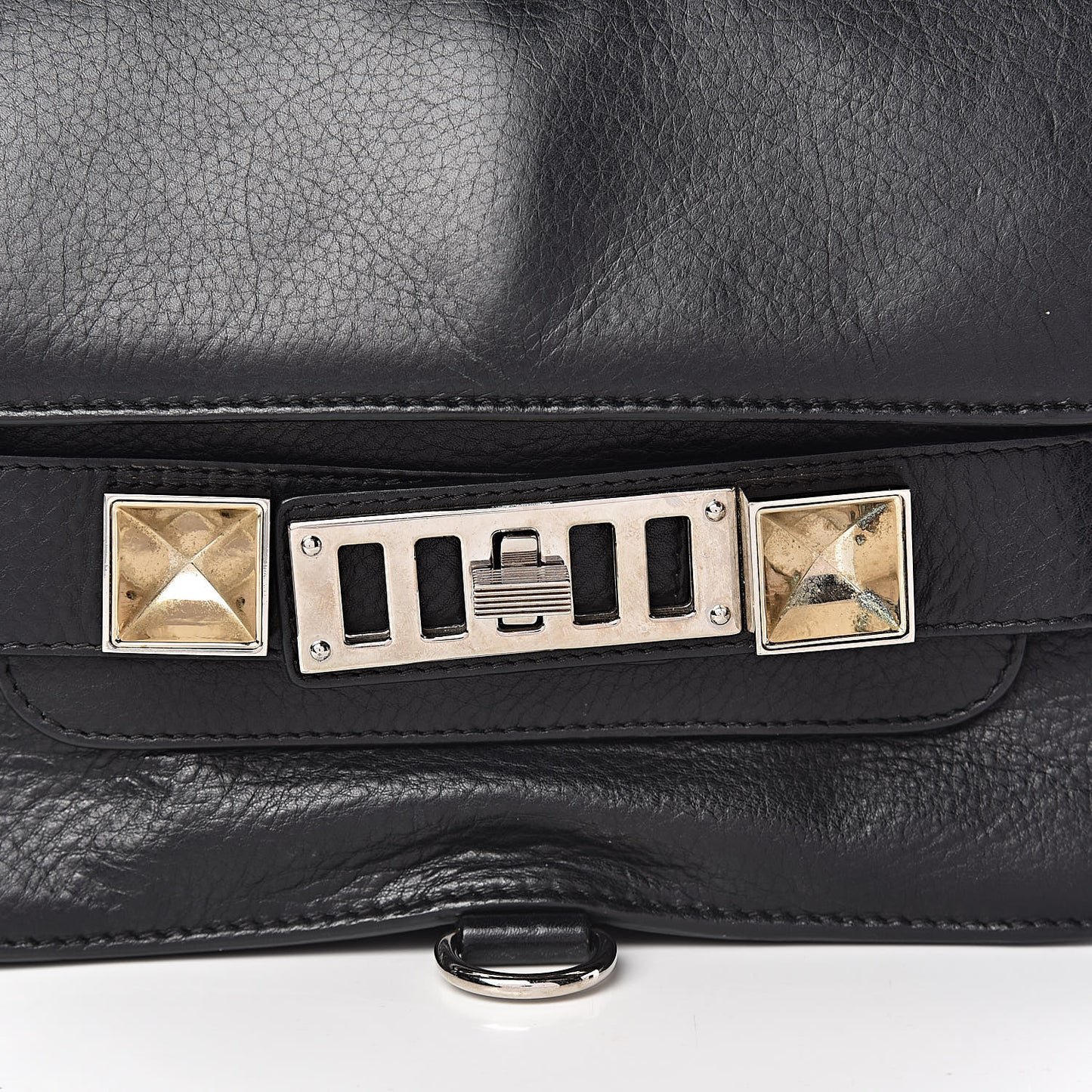 Pebbled Calfskin Mini PS11 Classic Shoulder Bag Black