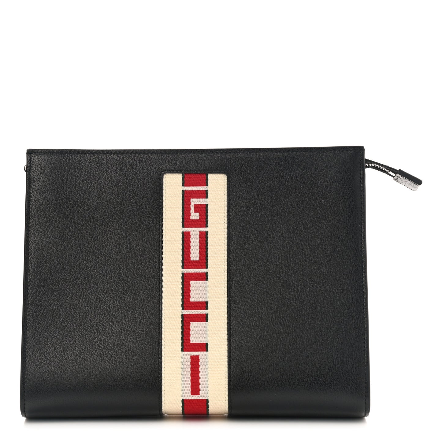 Textured Dollar Calfskin Nylon Gucci Stripe New Web Cosmetic Case Black Ecru Verde Rosso