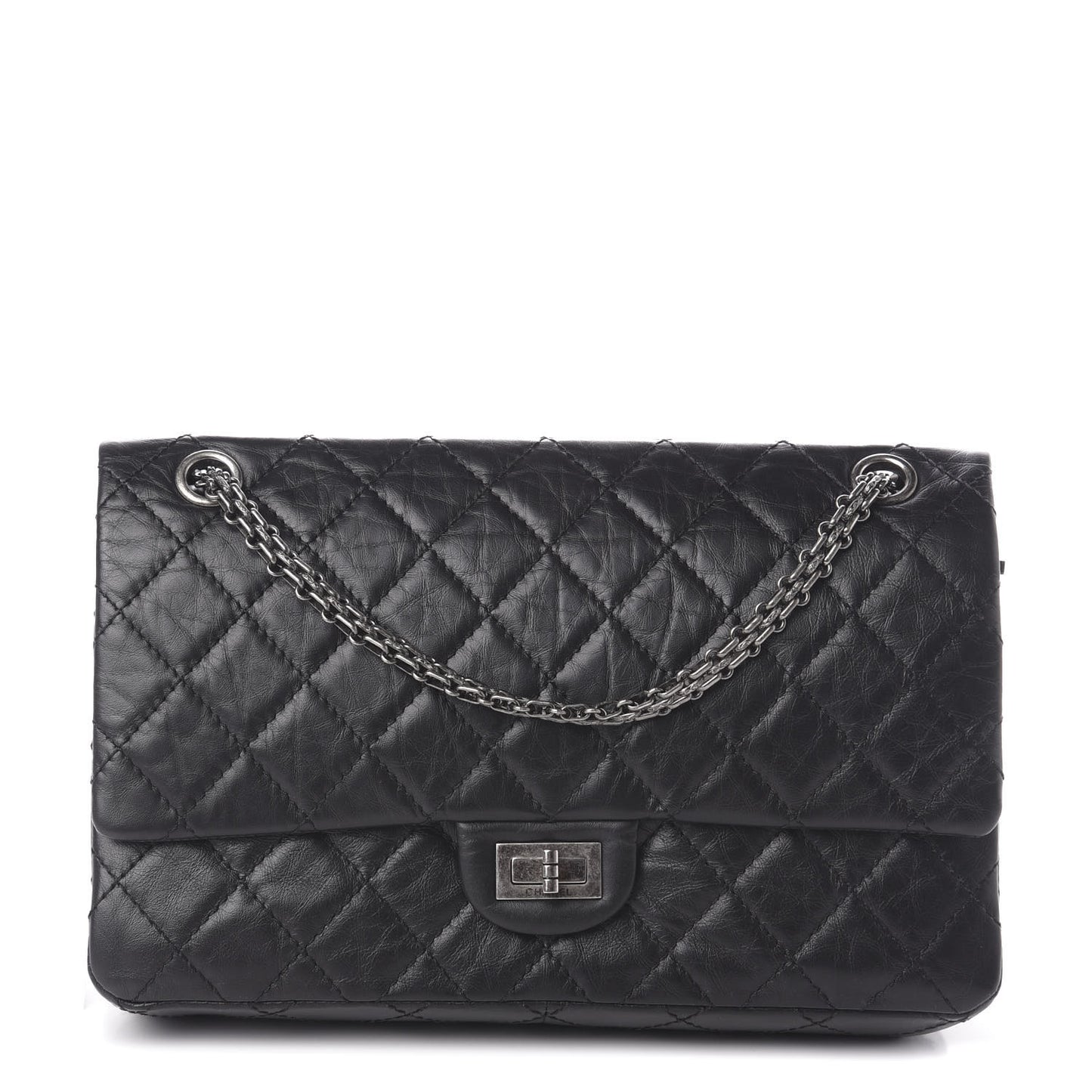 Aged Calfskin Quilted 2.55 Reissue 226 Flap Black
