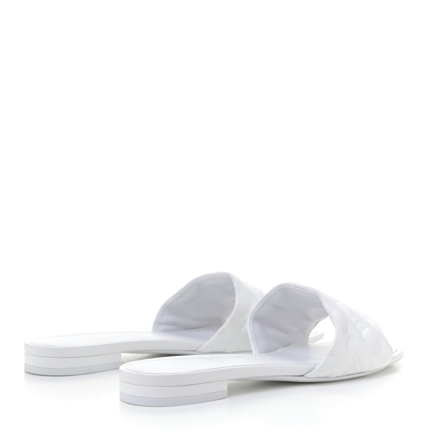 Lambskin Embossed Monogram Revival Flat Mules 40 White
