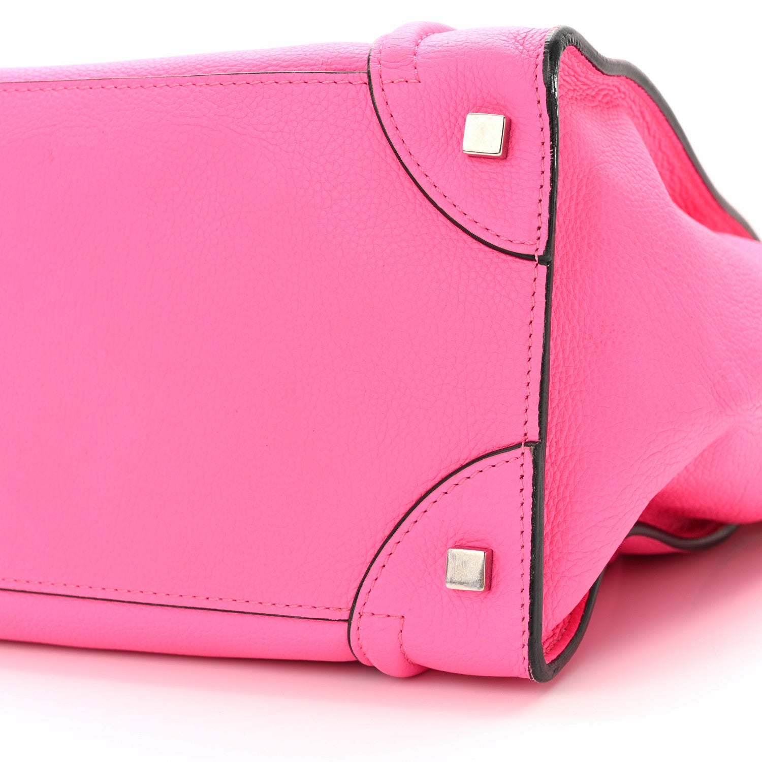 Celine Drummed Calfskin Mini Luggage Fluo Pink 9 of 10