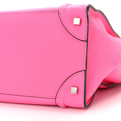 Celine Drummed Calfskin Mini Luggage Fluo Pink 9 of 10