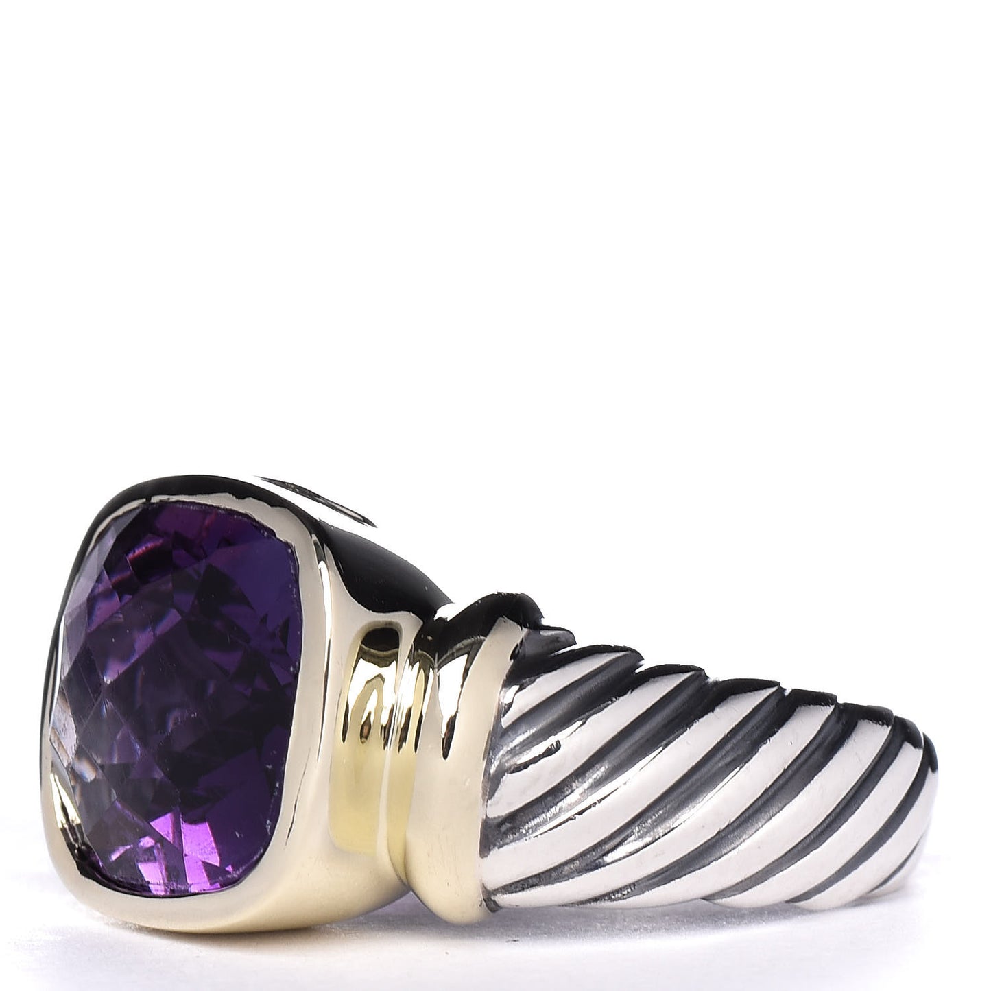 Sterling Silver 14K Yellow Gold Amethyst Noblesse Ring 56 7.5