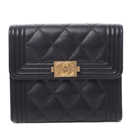 Chanel Caviar Quilted Compact Boy Wallet Black 1 of 9