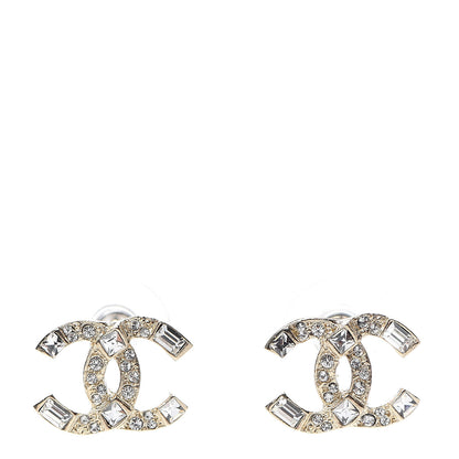 Chanel Crystal Baguette CC Earrings Gold 1 of 5