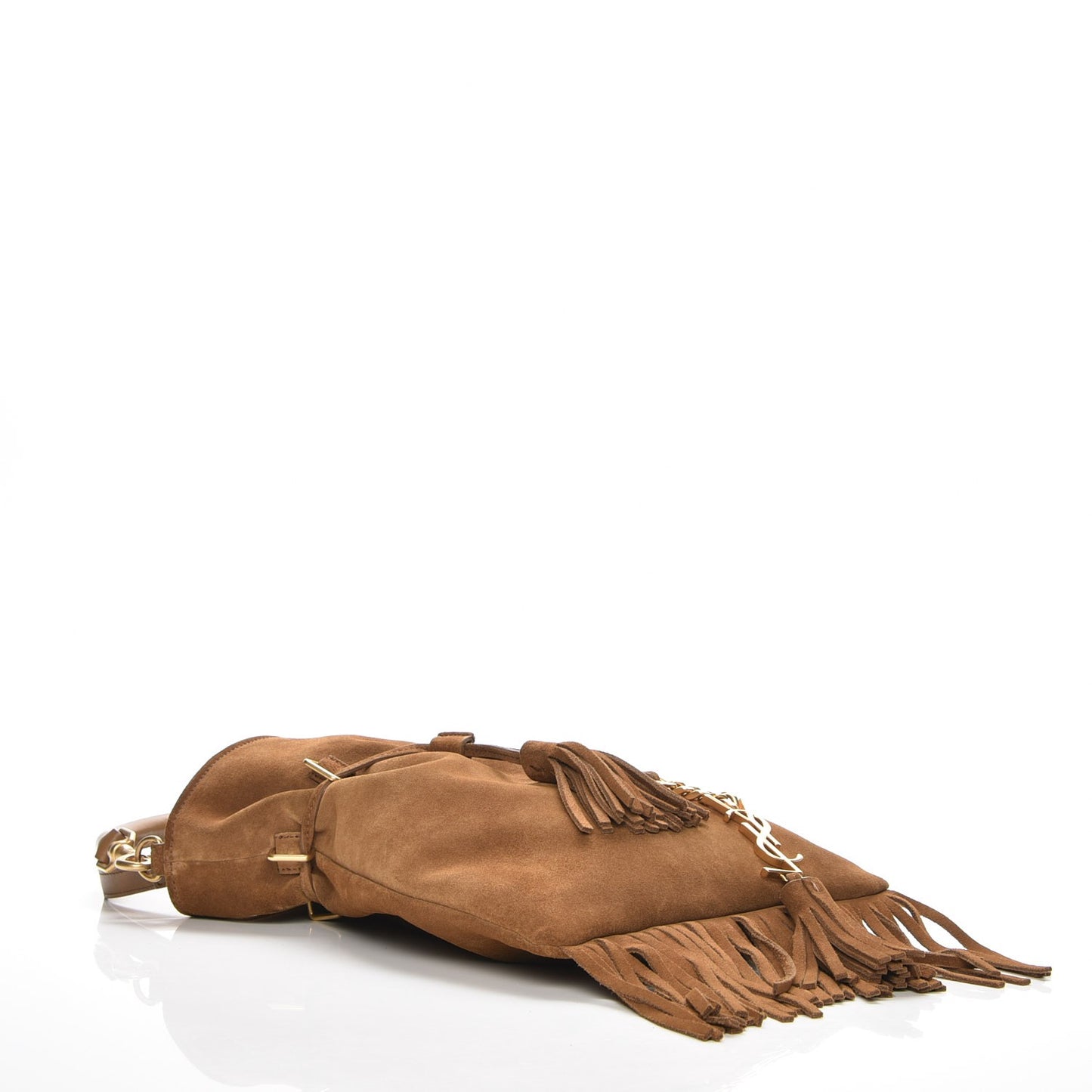 Suede Fringe Small Monogram Bucket Bag Light Ocre