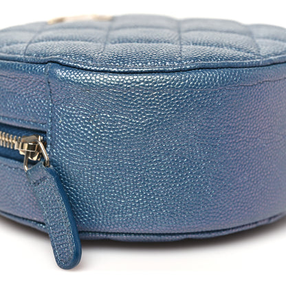 Chanel Iridescent Caviar Quilted Round Clutch With Chain Blue 9 of 10