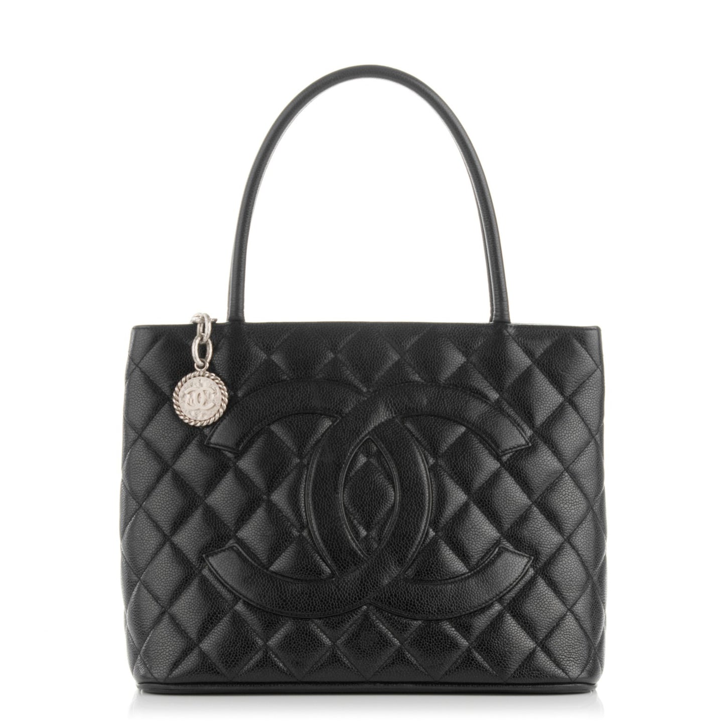 Caviar Quilted Medallion Tote Black