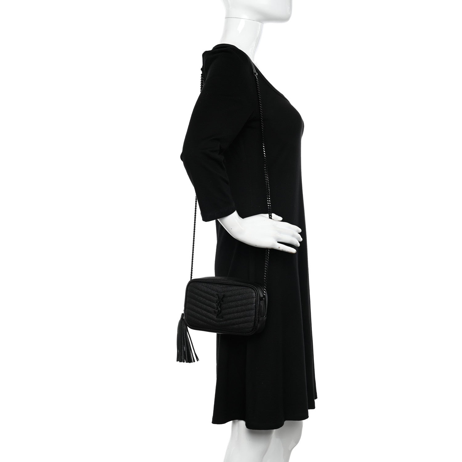 Saint Laurent Grain De Poudre Matelasse Monochrome Monogram Mini Lou Camera Bag Black 2 of 11