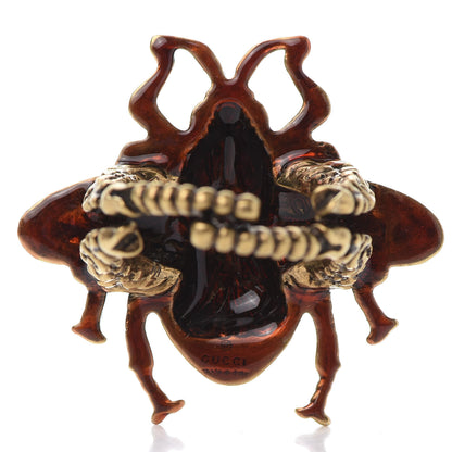 Gucci Metal Enamel Bee Ring 7.5 Aged Gold 5 of 5
