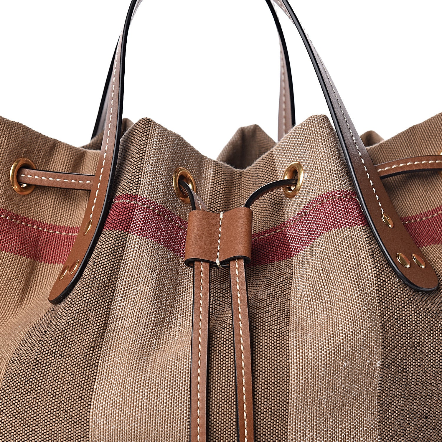 Burberry Canvas House Check Medium Bucket Tan 10 of 10