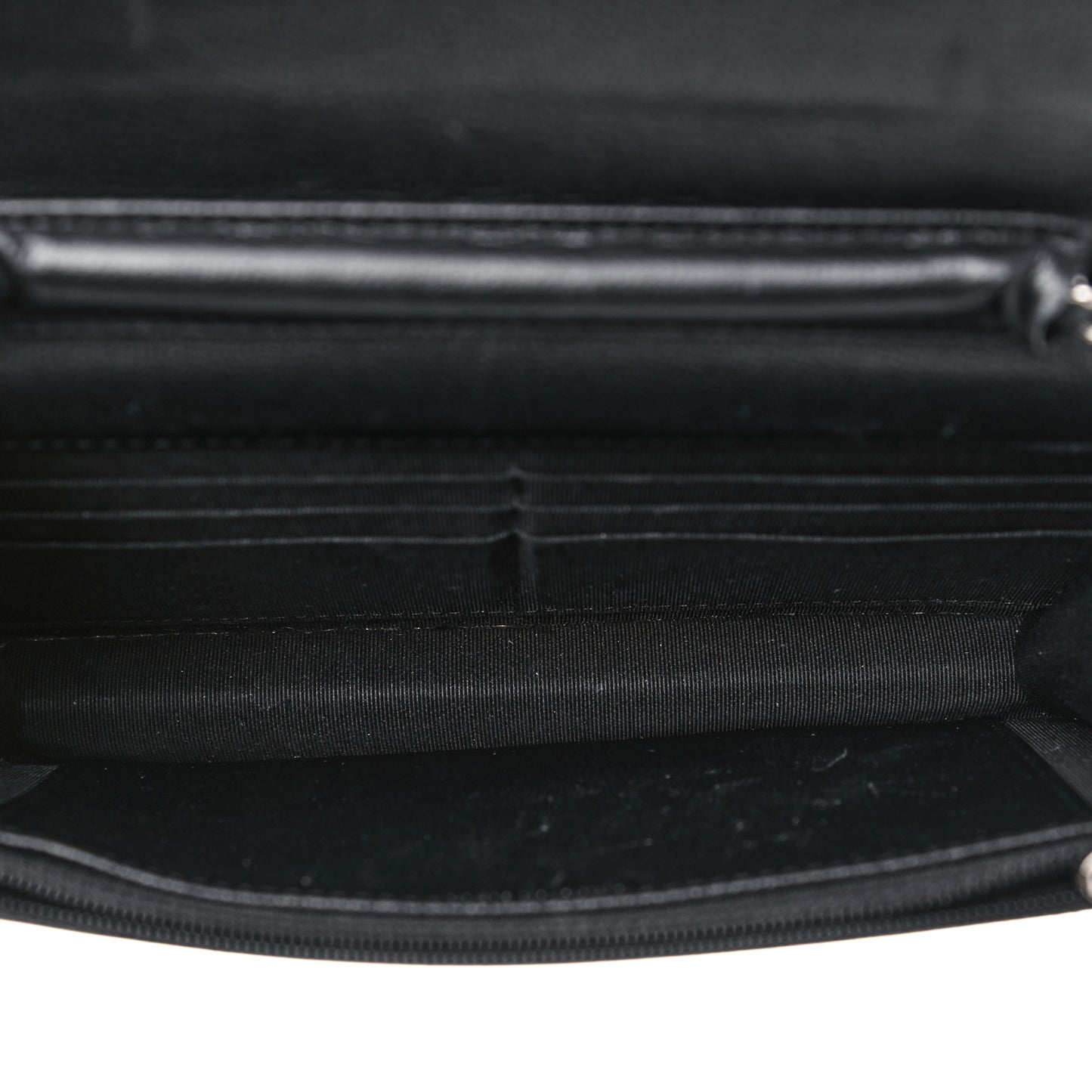 Grained Calfskin Quilted CC Box Wallet On Chain WOC Black