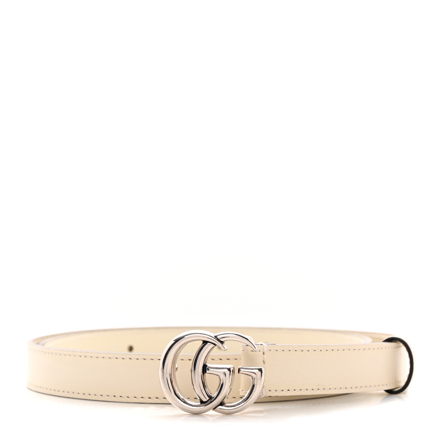 Gucci Plutone Calfskin Palladium Double G 20mm Belt 80 32 Mystic White 1 of 5