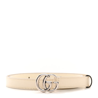 Gucci Plutone Calfskin Palladium Double G 20mm Belt 80 32 Mystic White 1 of 5