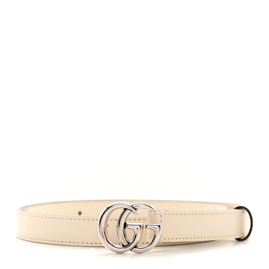 Plutone Calfskin Palladium Double G 20mm Belt 80 32 Mystic White