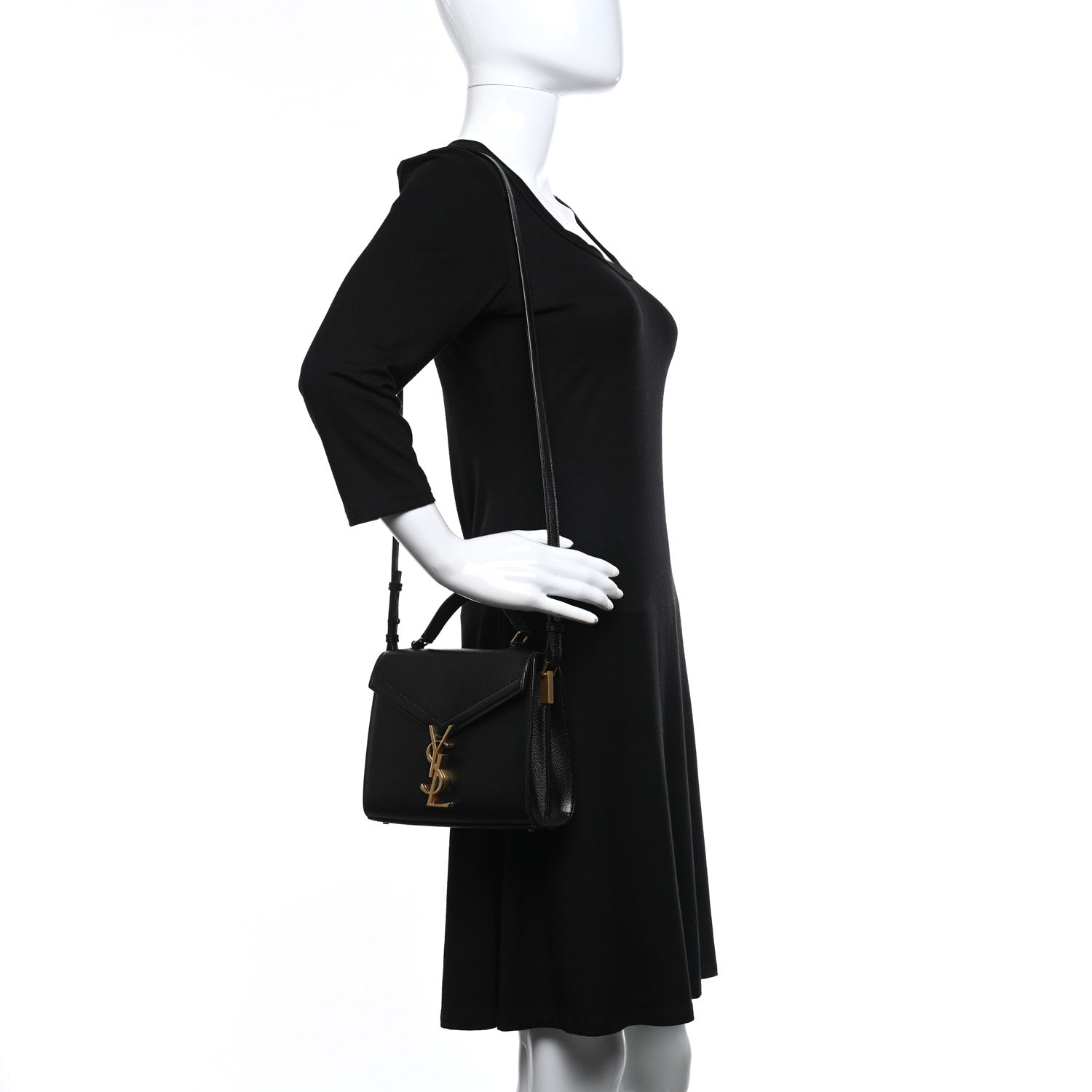 Saint Laurent Grain de Poudre Mini Classic Monogram Cassandra Top Handle Black 2 of 6