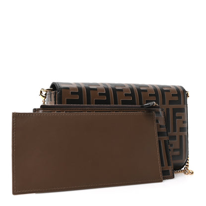 Fendi Vitello Soft F is Fendi Bi-Color FF 1974 Embossed Envelope Wallet On Chain with Pouches Maya Black 5 of 12