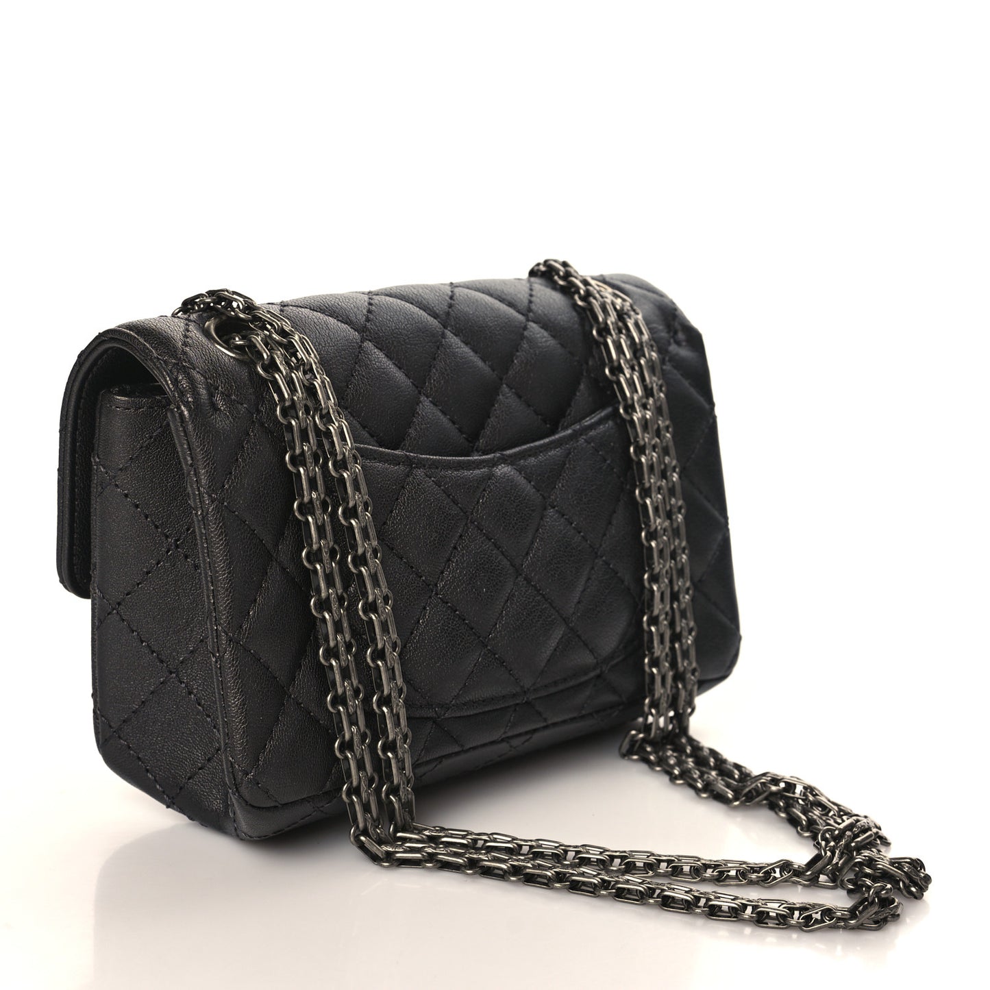 Metallic Sheepskin Quilted 2.55 Reissue Mini Flap Black