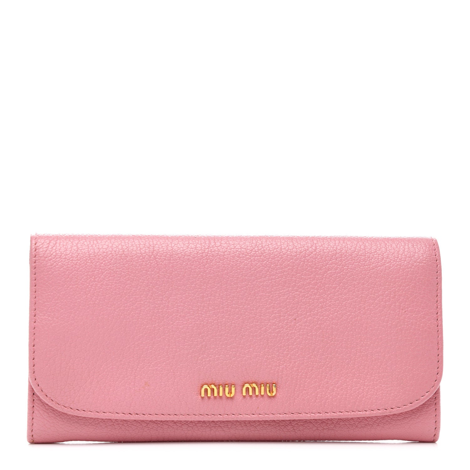 Miu Miu Goatskin Madras Flap Wallet Pink 1 of 6