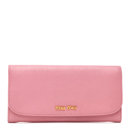 Miu Miu Goatskin Madras Flap Wallet Pink 1 of 6