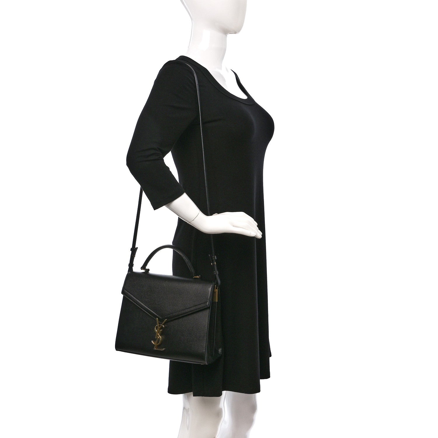 Saint Laurent Grain de Poudre Medium Classic Monogram Cassandra Top Handle Black 2 of 9