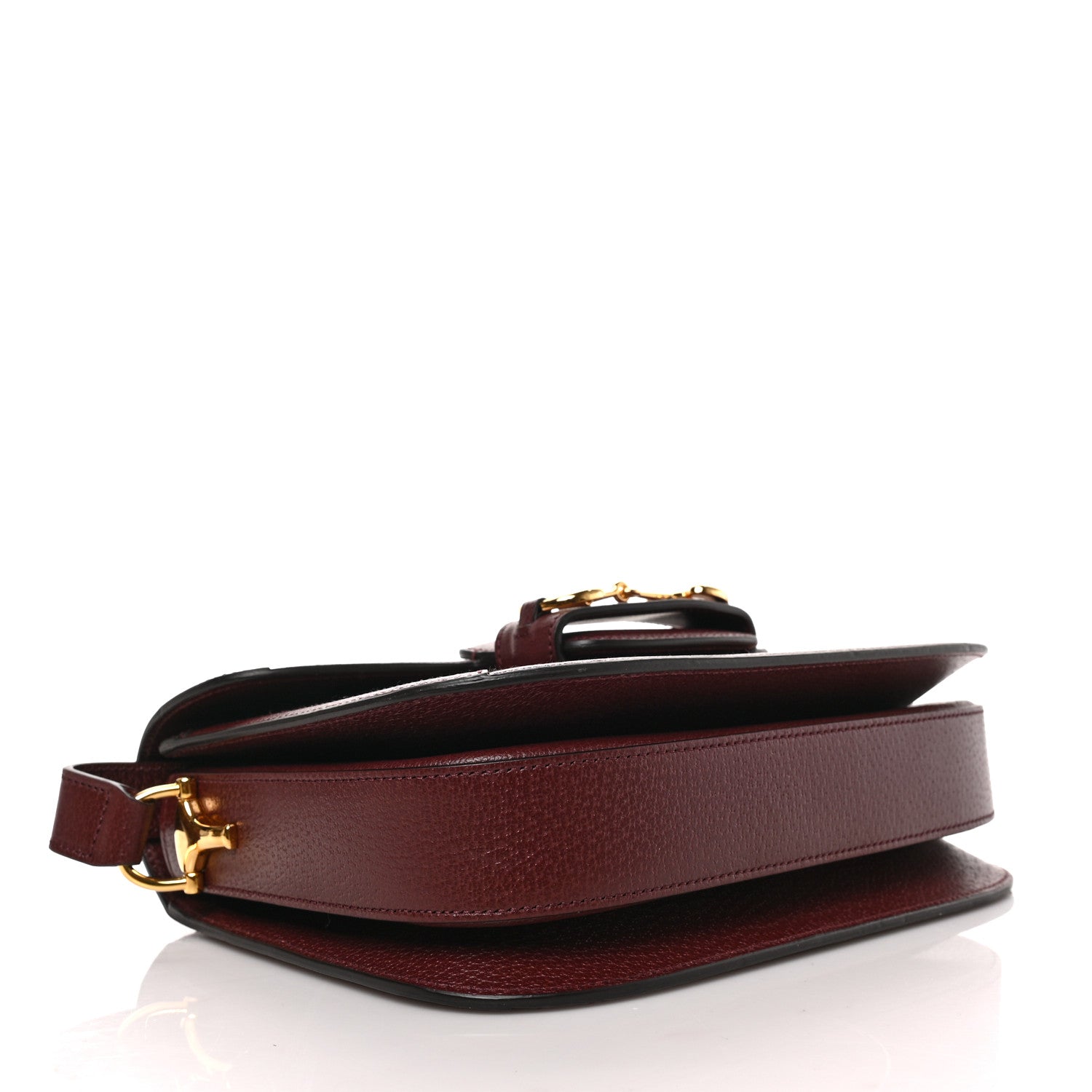 Gucci Monogram Textured Dollar Calfskin Horsebit 1955 Shoulder Bag Sahara Rubino Chardonnay 4 of 9