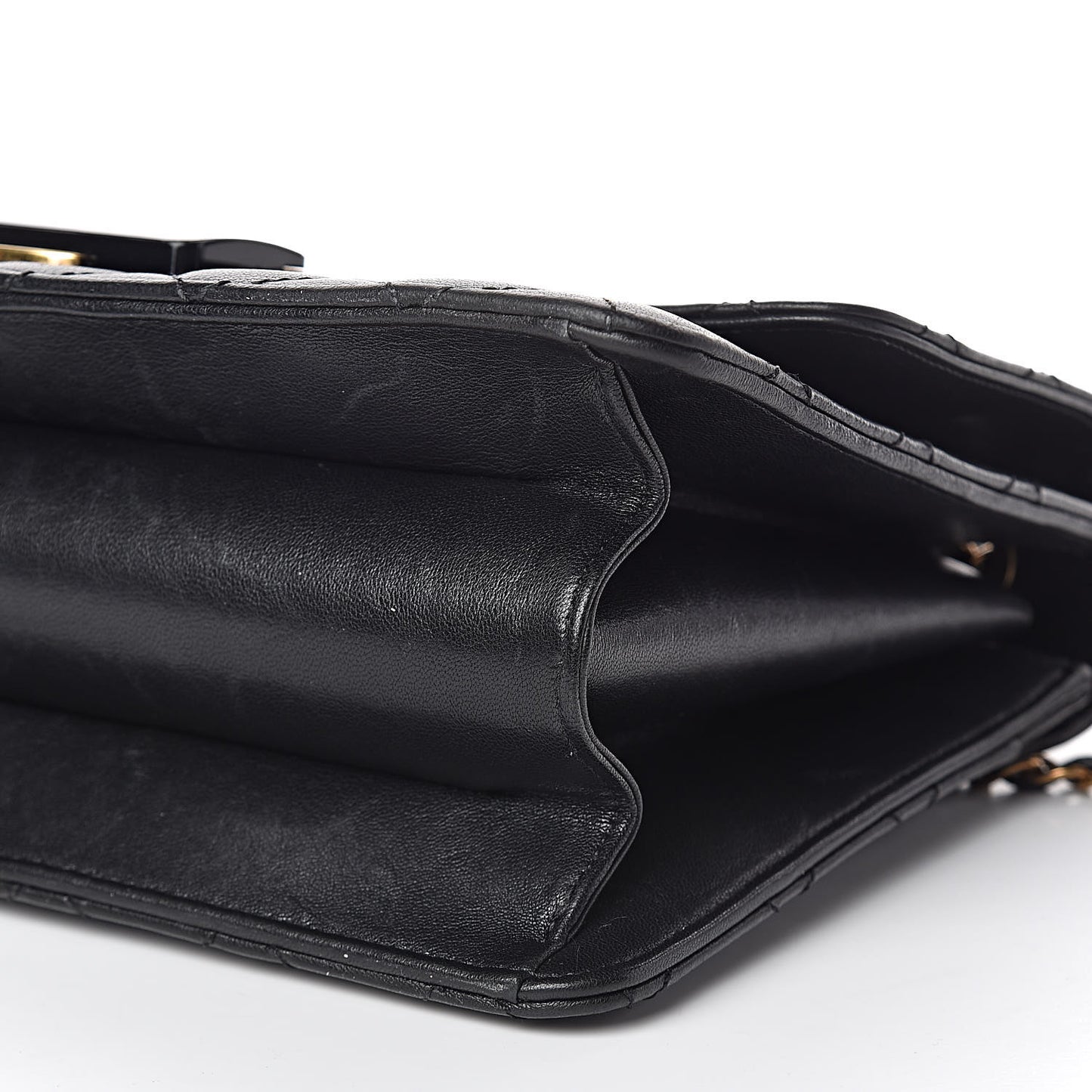 Sheepskin Quilted Large Beauty Lock Flap Black
