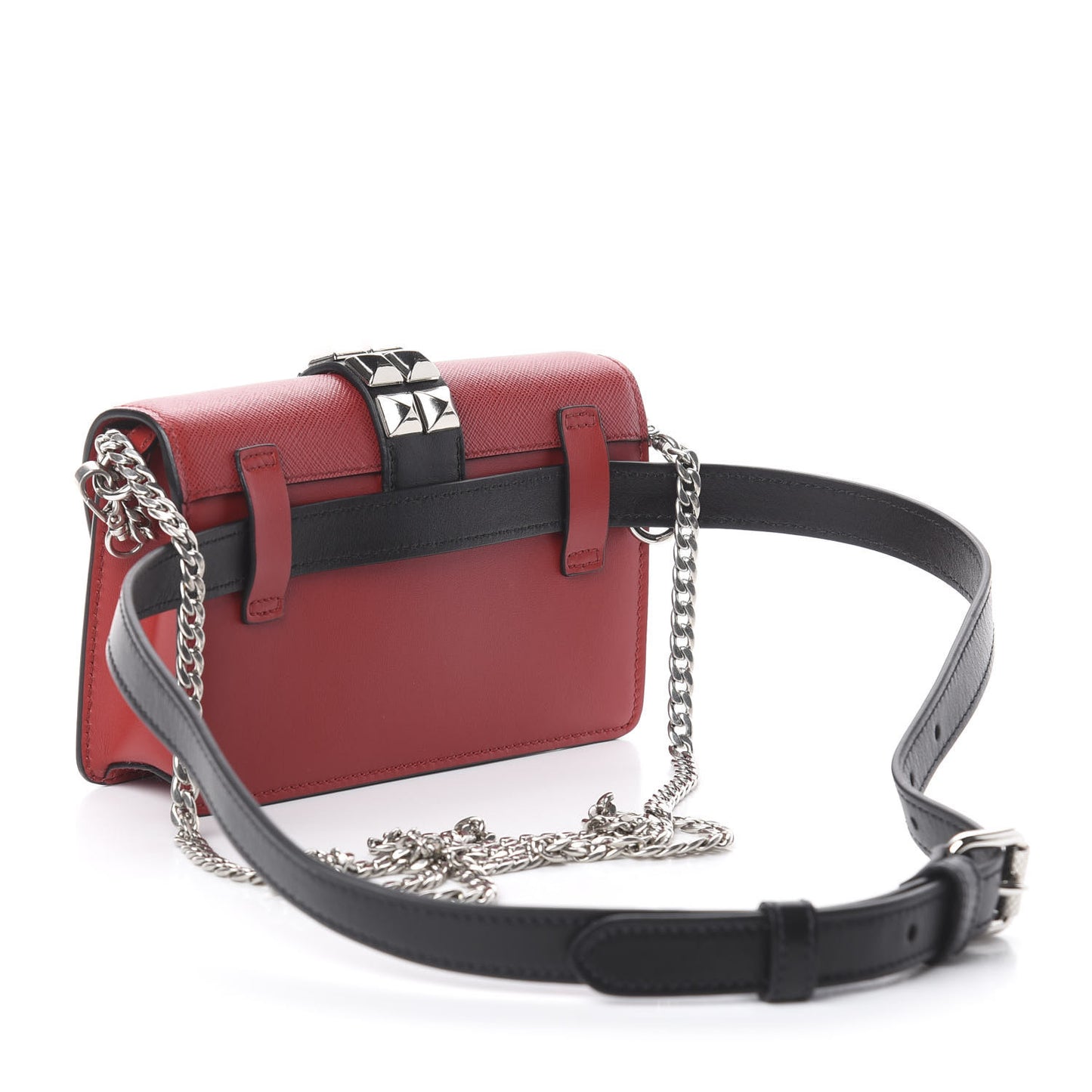 Saffiano City Calfskin Studded Elektra Belt Bag Fuoco Black