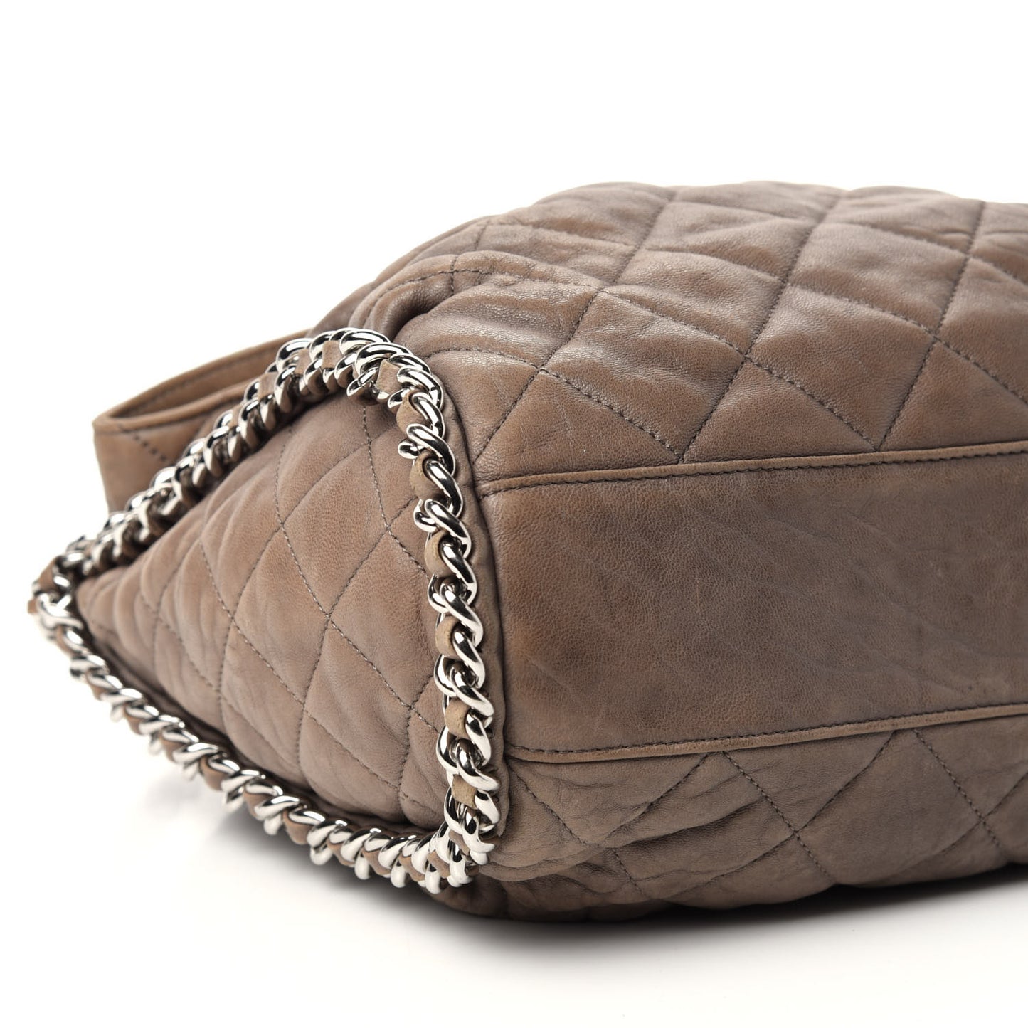 Washed Lambskin Chain Around Hobo Taupe