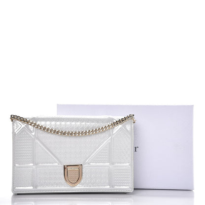 Christian Dior Patent Micro-Cannage Diorama Wallet on Chain Pouch White 7 of 7
