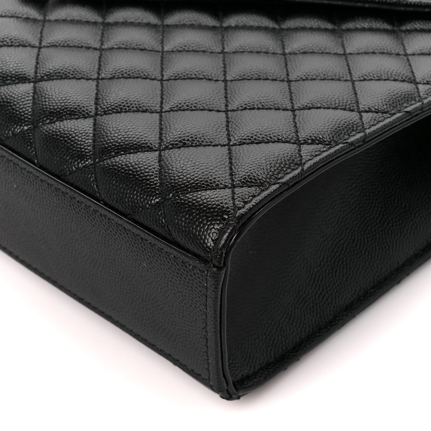 Grain De Poudre Textured Mixed Matelasse Large Triquilt Monogram Monochrome Satchel Black