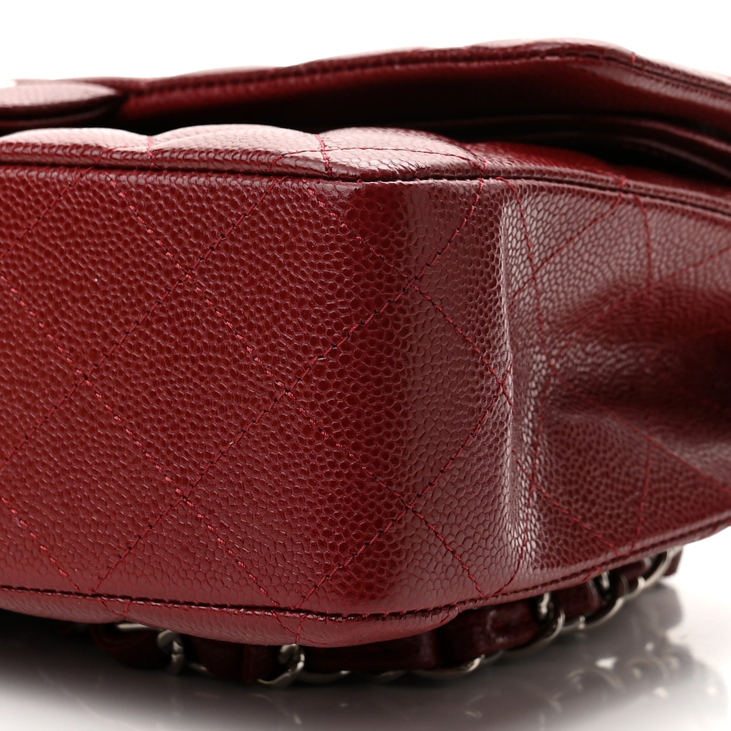 Caviar Quilted Medium Double Flap Dark Red
